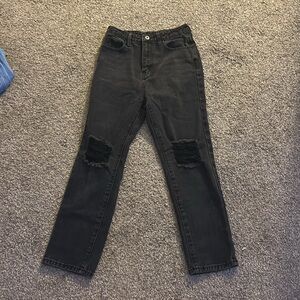 SHEIN Black Denim Straight Leg Baggy Jeans